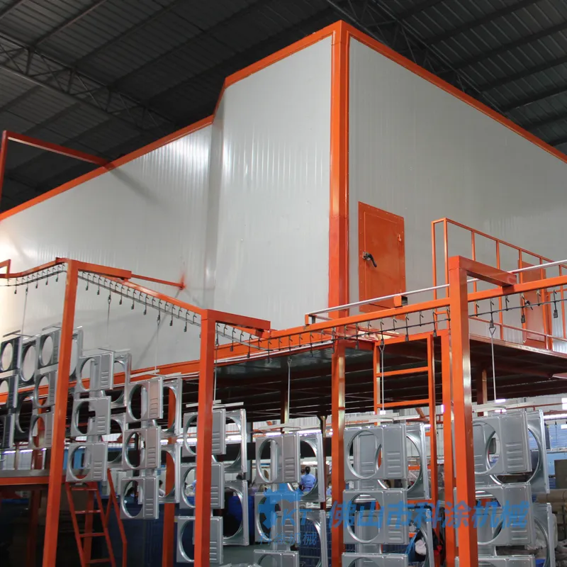Elevated process enclosure for steel structure coating line