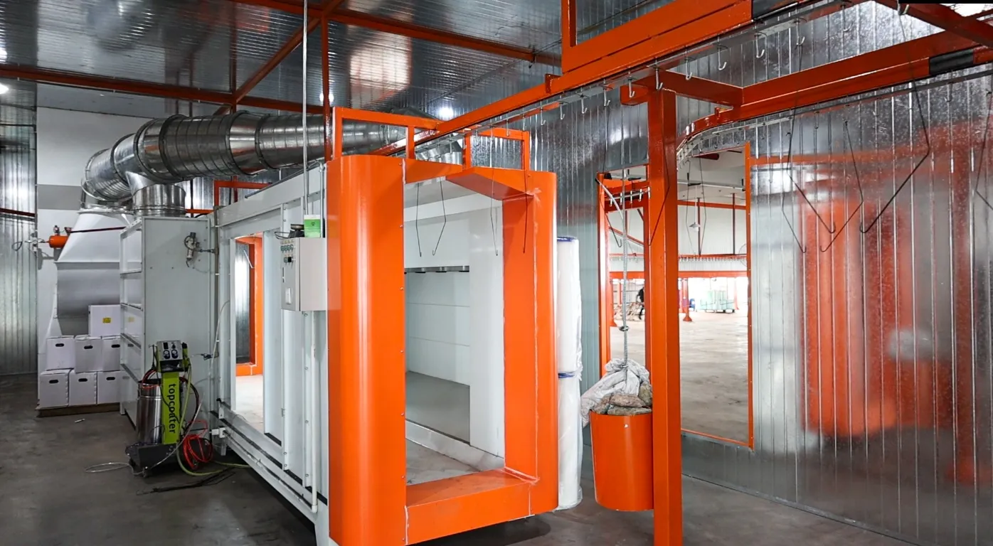 Spray room customization for industrial equipment coating