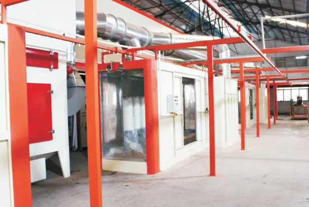Elevated process enclosure for steel structure coating line