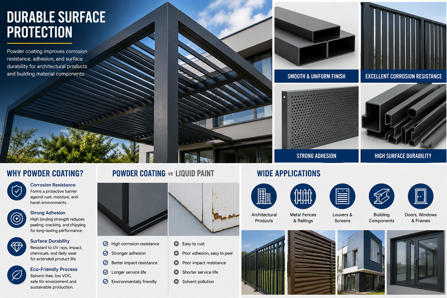 Durable building materials coating surface finish