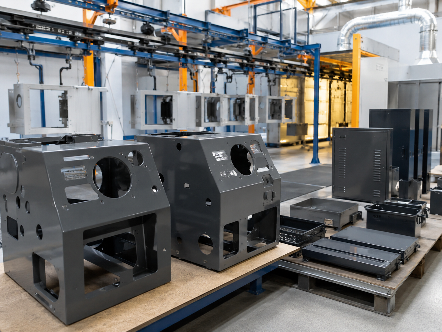 Finished powder coated CNC machinery shells and mechanical equipment parts