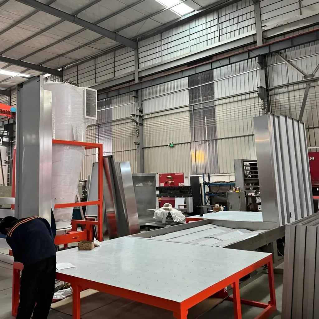 Capacity customization for building materials powder coating
