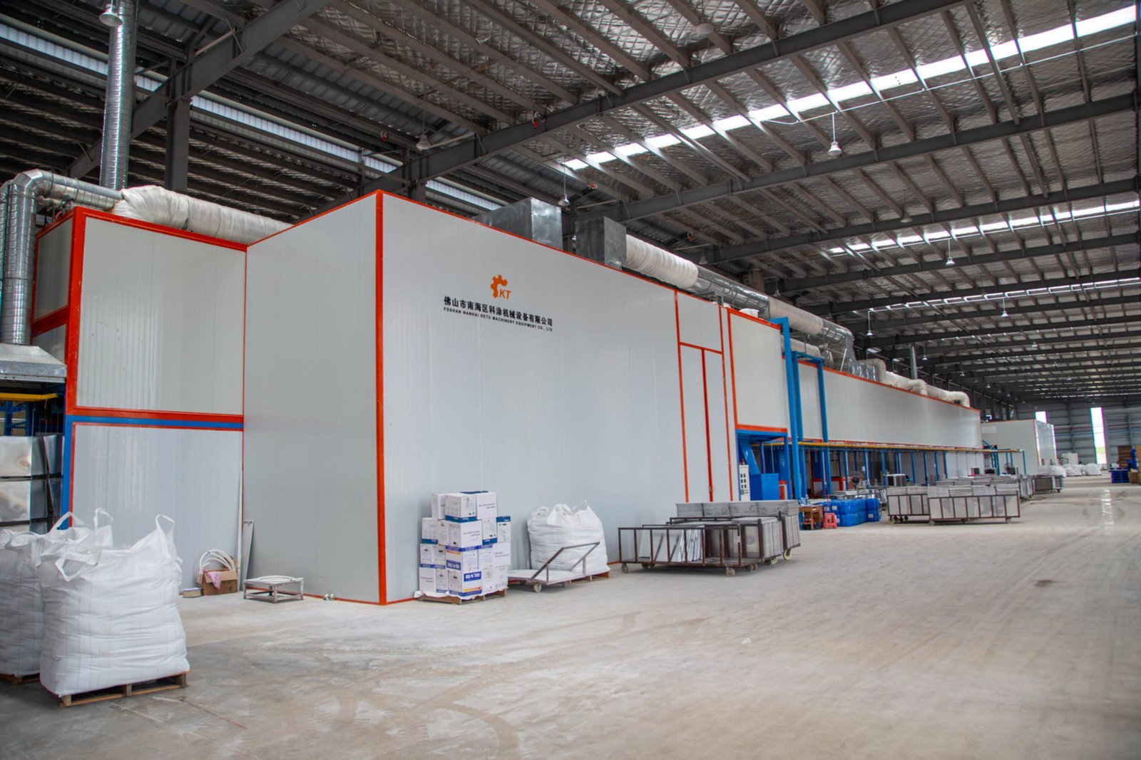 PLC and environmental system customization for building materials coating