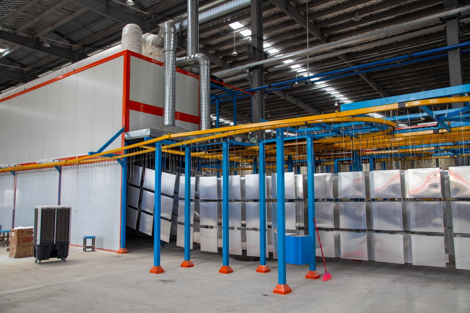 Centralized PLC control and conveyor system for furniture coating line automation