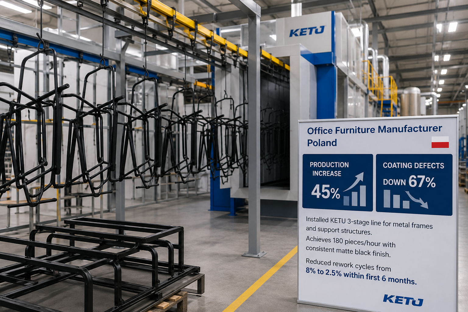 Modern office furniture coating production facility with KETU system